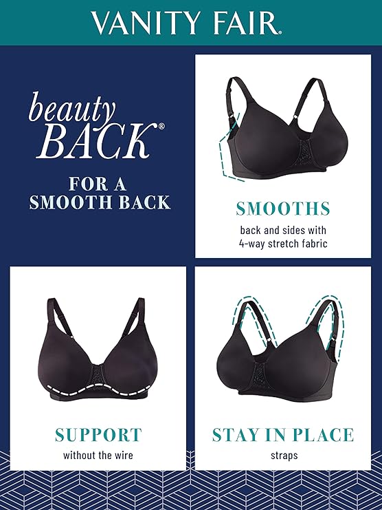 Vanity Fair Full Figure Beauty Back Smoothing Bra Color White Size 38C