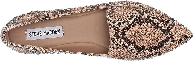 Steve Madden Women's Feather Loafer Flat Color Tan Snake Size 8.5M