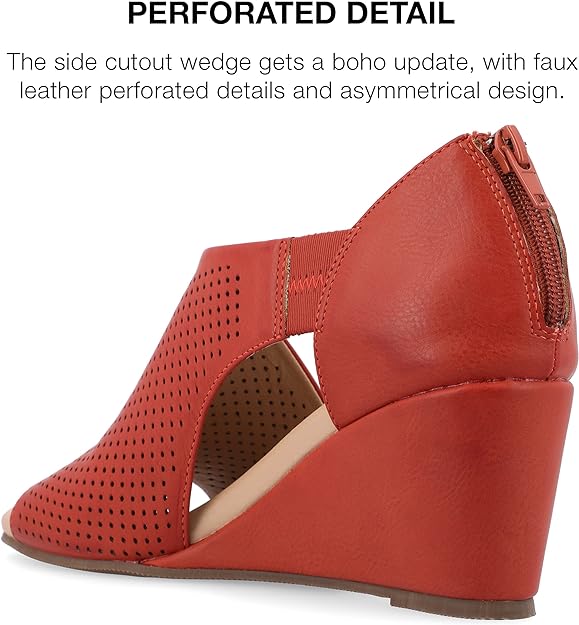 Journee Collection Women's Aretha Wedge Sandal Color Rust Size 9W