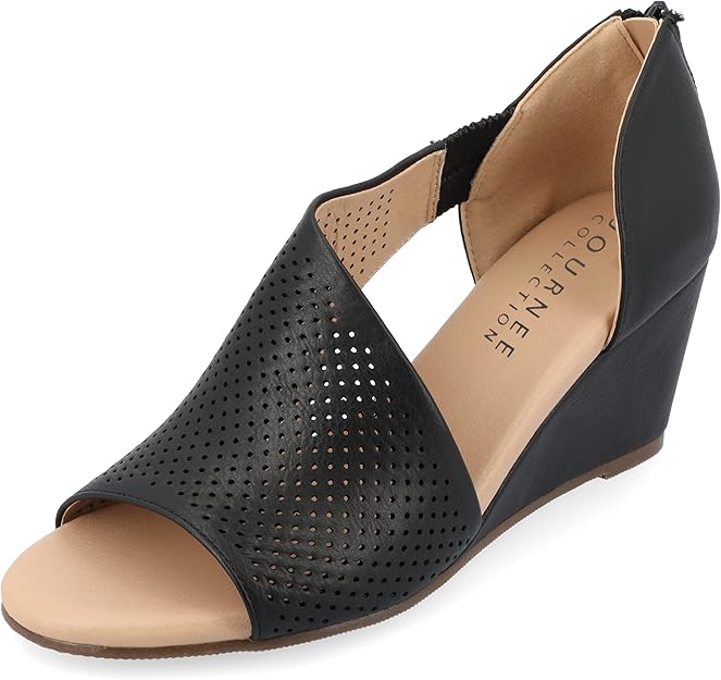Journee Collection Women's Comfort Foam Aretha Wedge Sandals Black Size 9