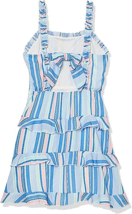 Speechless Girls' Sleeveless Ruffled Tiered Dress Color Blue/White Size 12