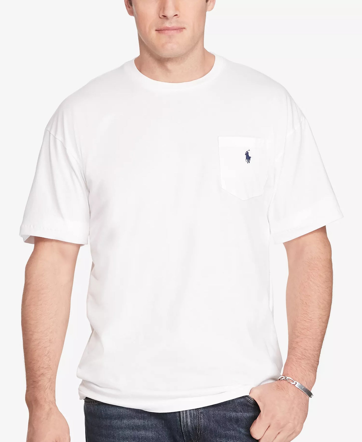 Polo Ralph Lauren Men's Big & Tall Solid Pocket Crew-Neck T-Shirt  White Size 2XB