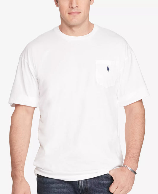 Polo Ralph Lauren Men's Big & Tall Solid Pocket Crew-Neck T-Shirt  White Size 2XB