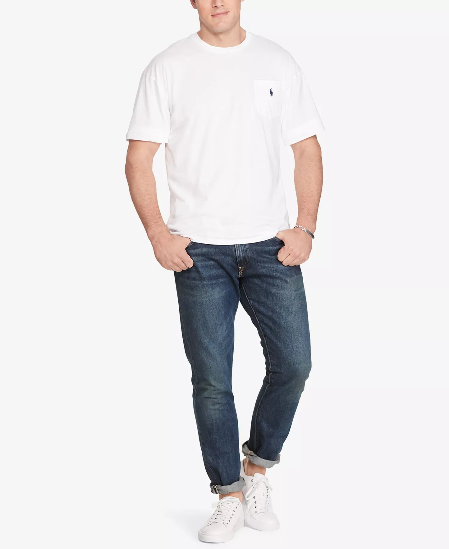 Polo Ralph Lauren Men's Big & Tall Solid Pocket Crew-Neck T-Shirt  White Size 2XB