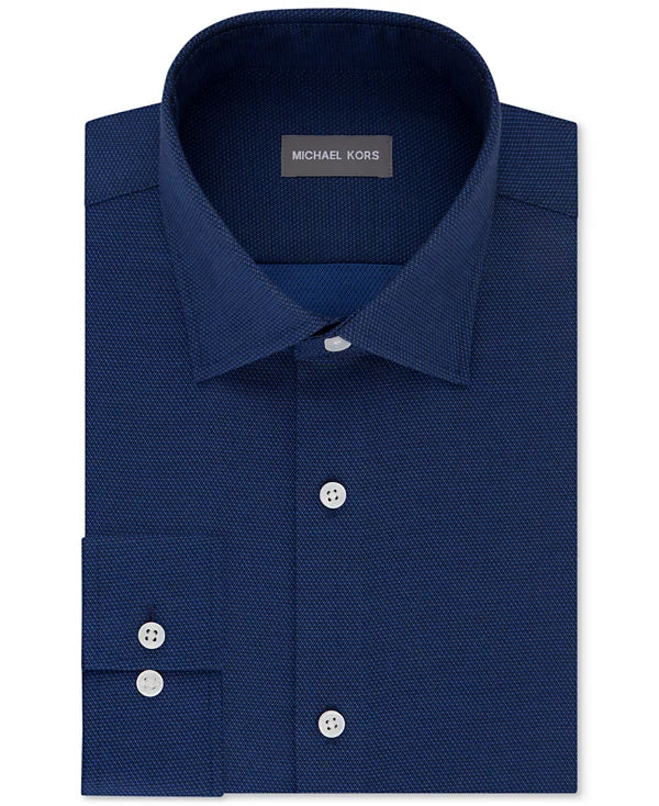 Michael Kors Men's Regular Fit Comfort Stretch Dress Shirt Navy 16.5 34/35