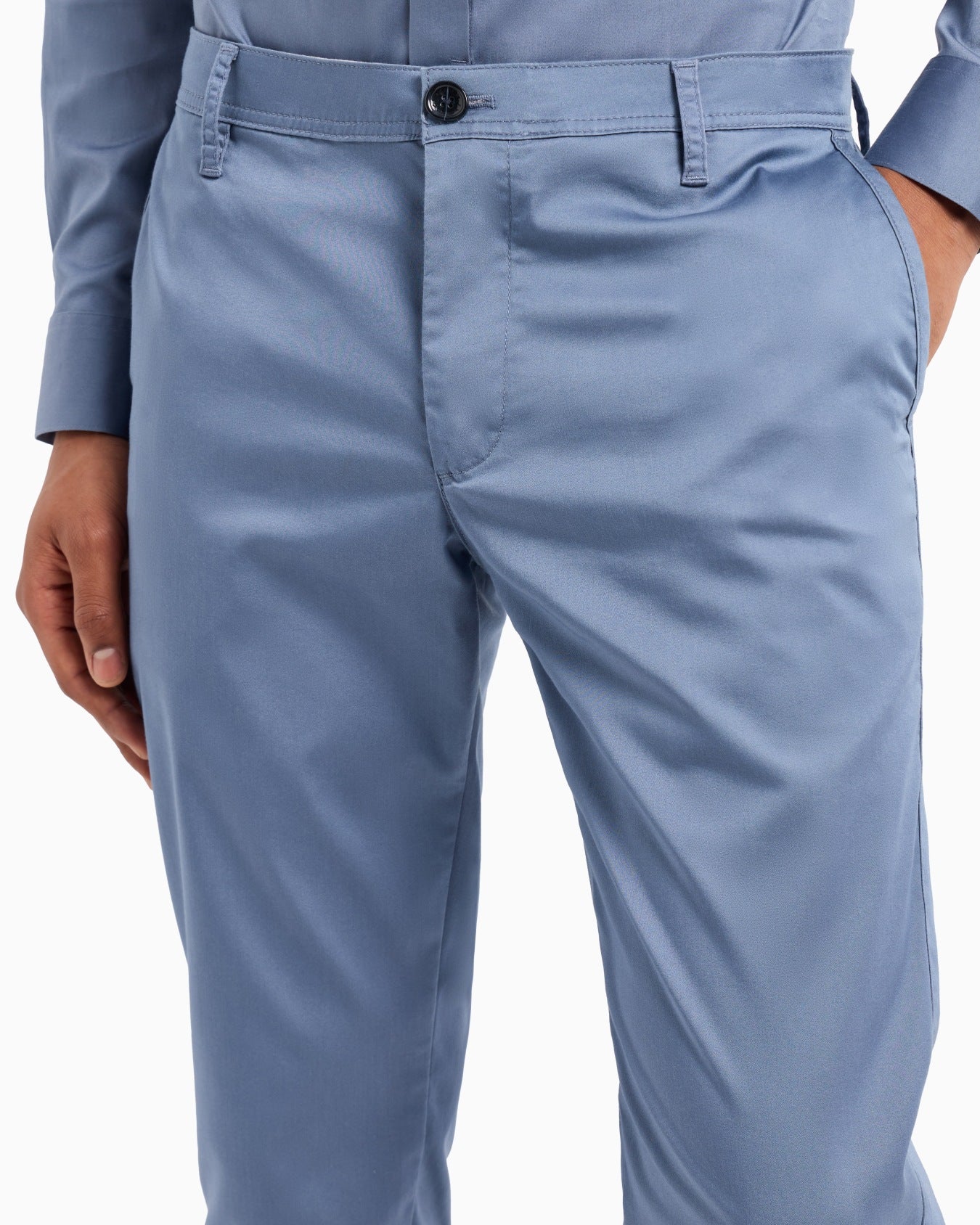 Armani Exchange Men's Slim-Fit Gabardine Trousers Light Blue Size 34S