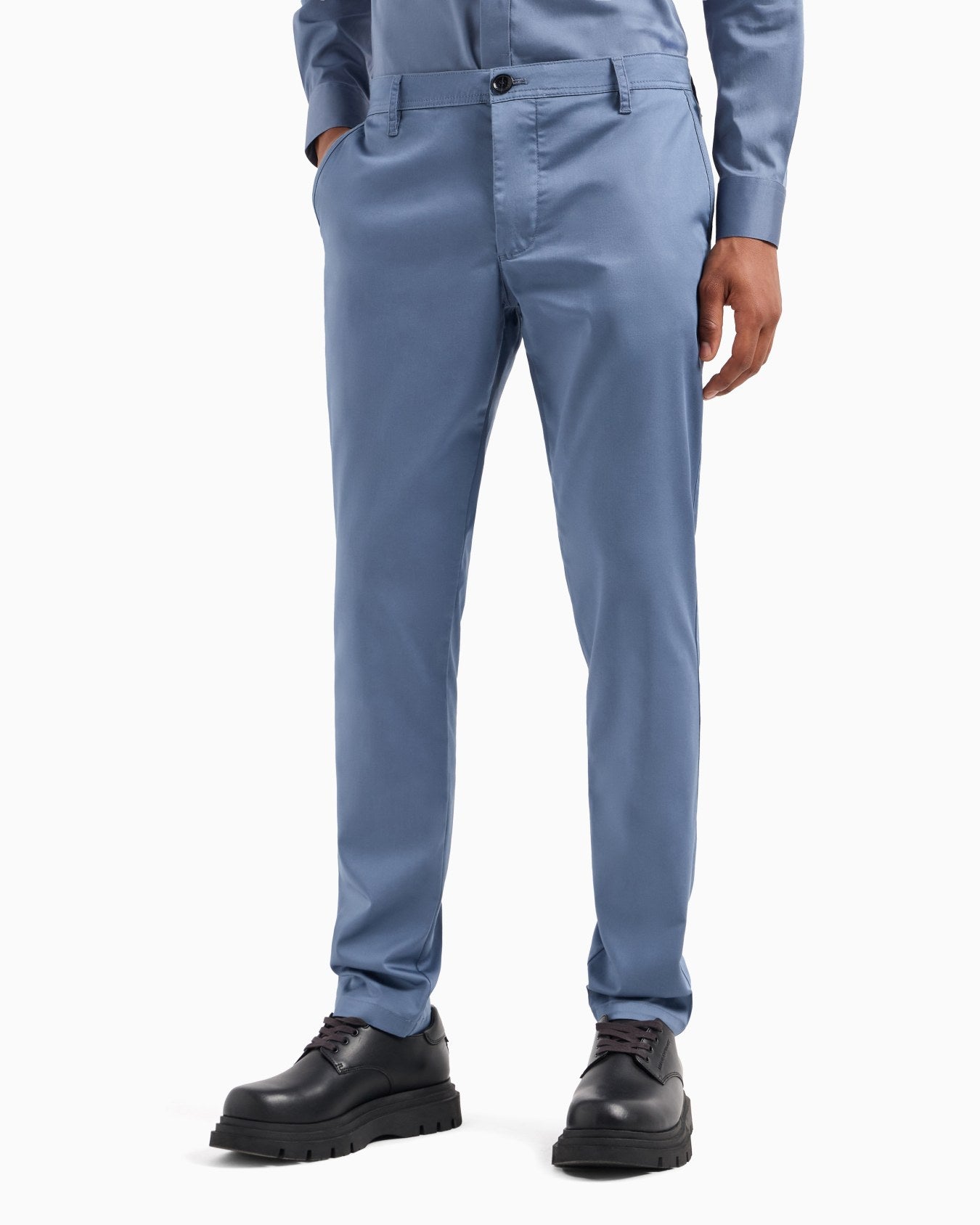 Armani Exchange Men's Slim-Fit Gabardine Trousers Light Blue Size 34S