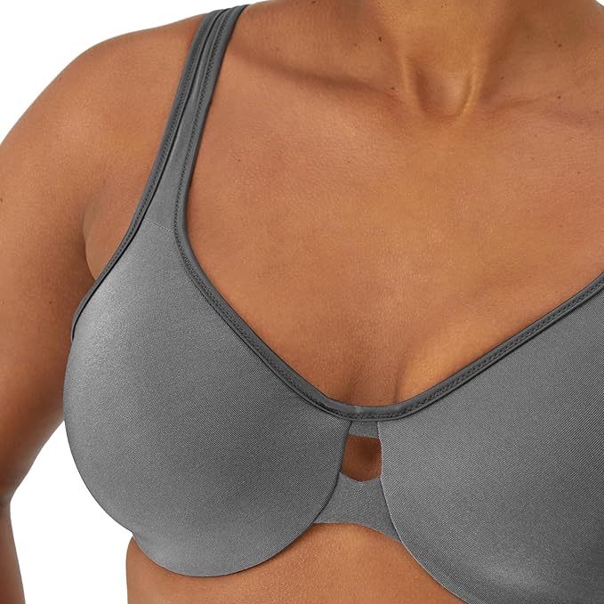 Lilyette by Bali Plunge Into Comfort Keyhole Minimizer Bra Silver Lining Size 34DD