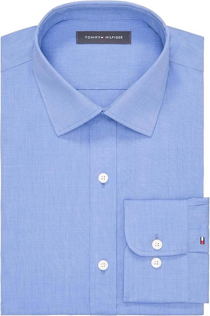 Tommy Hilfiger Men's Slim-Fit Essentials Dress Shirt French Blue 17.5 34/35