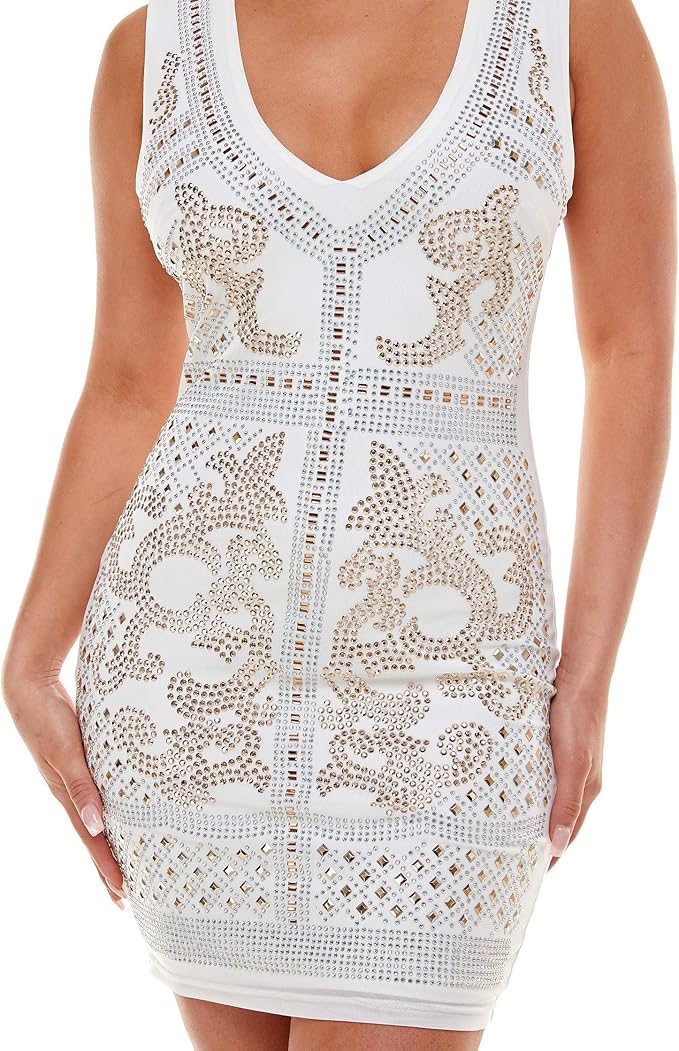 Bebe Juniors Studded Bodycon Mini Dress Color White Size XL