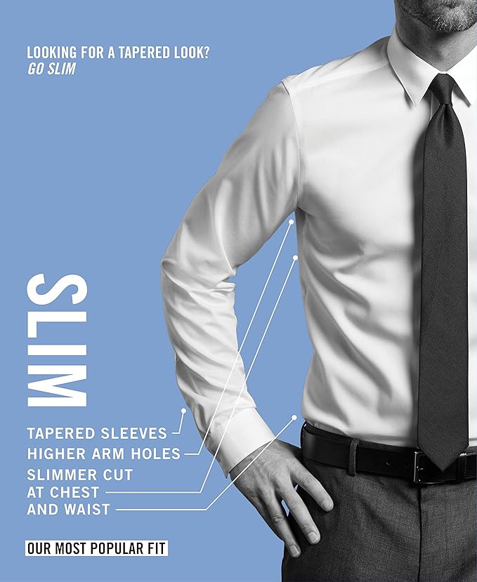 Calvin Klein Men's Slim-Fit Non-Iron Performance Dress Shirt Black 15 32/33