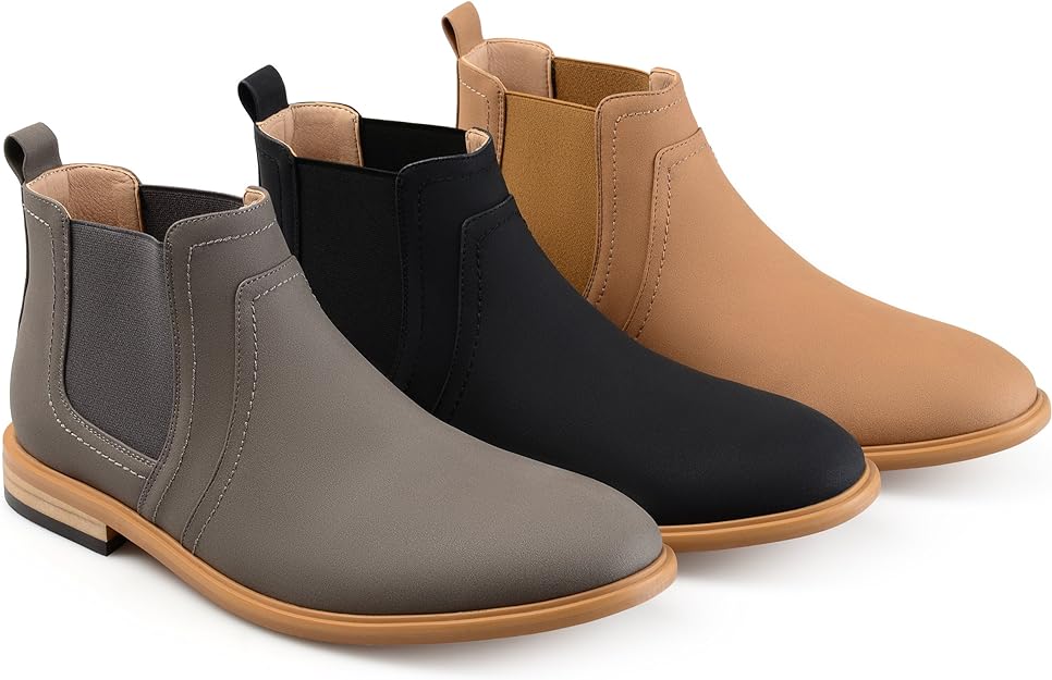 Vance Co. Men's Durant Chelsea Boot Color Gray Faux Leather Size 10M