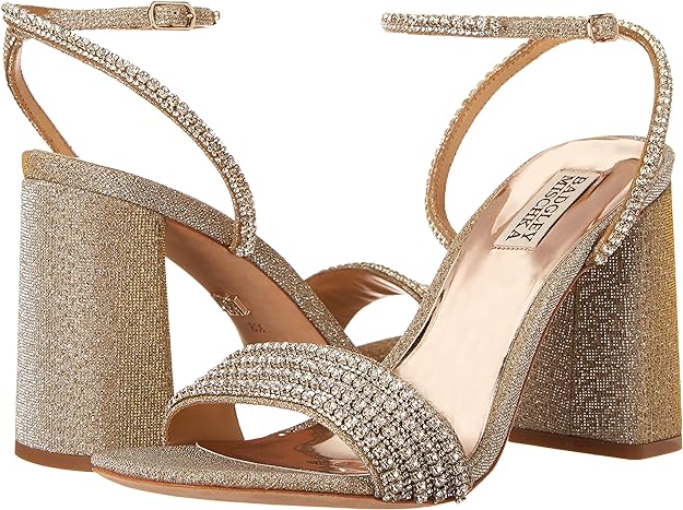 Badgley Mischka Women's Becca Heeled Sandal Color Platino Textile Size 8.5