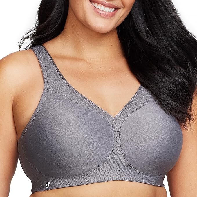 Glamorise Plus Size MagicLift Seamless Sports Wirefree Bra Charcoal Gray Size 36DD