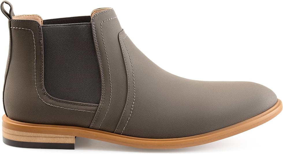 Vance Co. Men's Durant Chelsea Boot Color Gray Faux Leather Size 10M