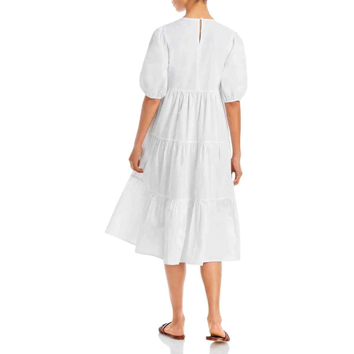 Aqua Women's Cotton Calf Midi Dress Color Pure White Size M