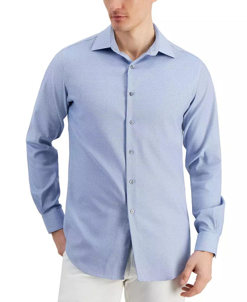 Alfani Men's Slim-Fit Dobby Dress Shirt Blue White 14/14.5 32/33