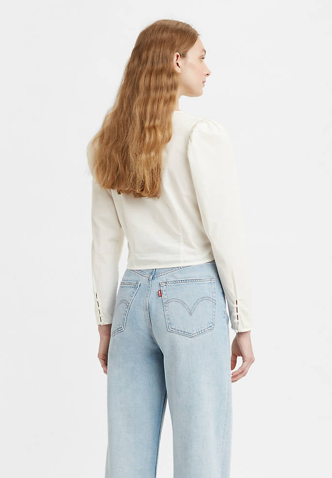 Levi’s Women's Teegan Mutton Sleeve Blouse Color White Size M