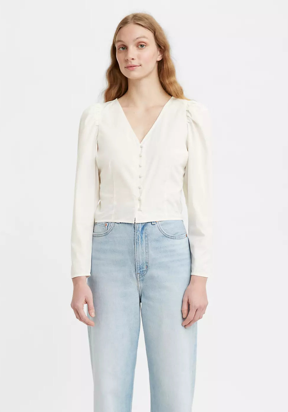 Levi’s Women's Teegan Mutton Sleeve Blouse Color White Size M