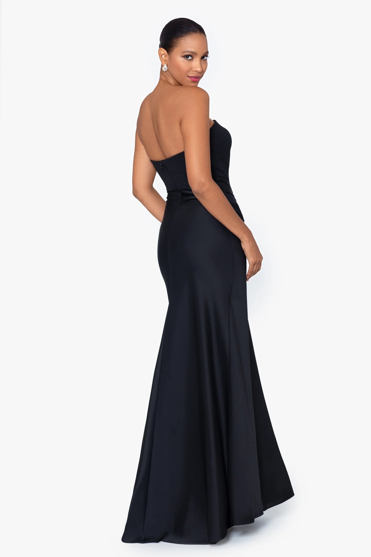 Betsy & Adam Women's Ruched Strapless Gown Color Black Size 14