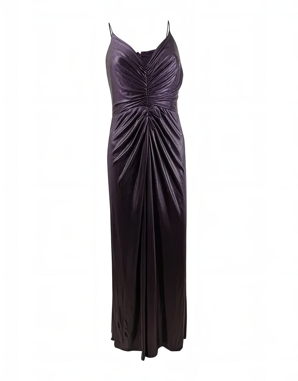 Adrianna Papell Allover Jersey Metallic Heather Knotted Gown Color Aubergine Size 18