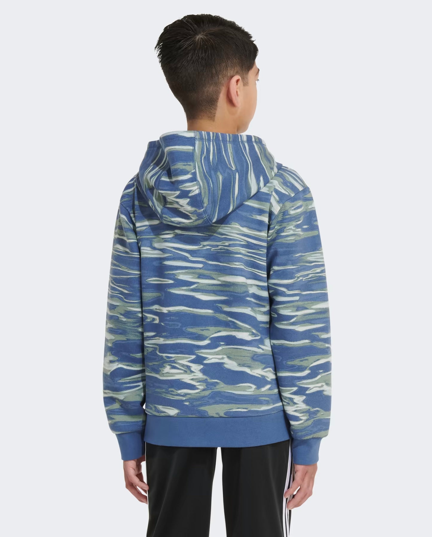Adidas Boys' Allover Print Liquid Camo Pullover Hoodie Color Crew Blue Size M (10/12)