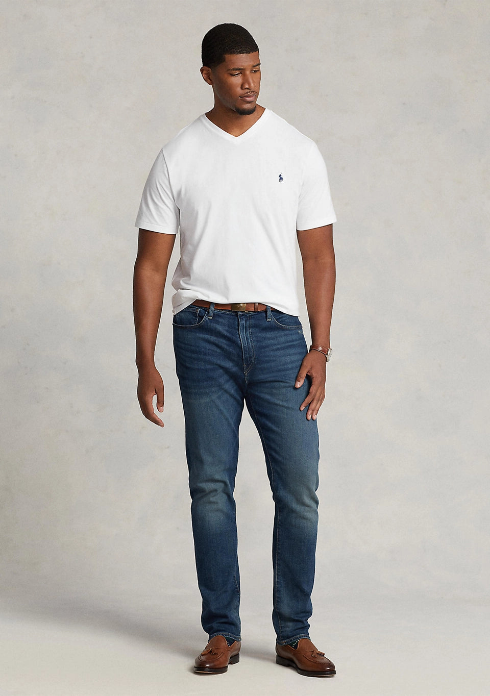 Polo Ralph Lauren Men's Big & Tall V-Neck T-Shirt Classic White Size XLT