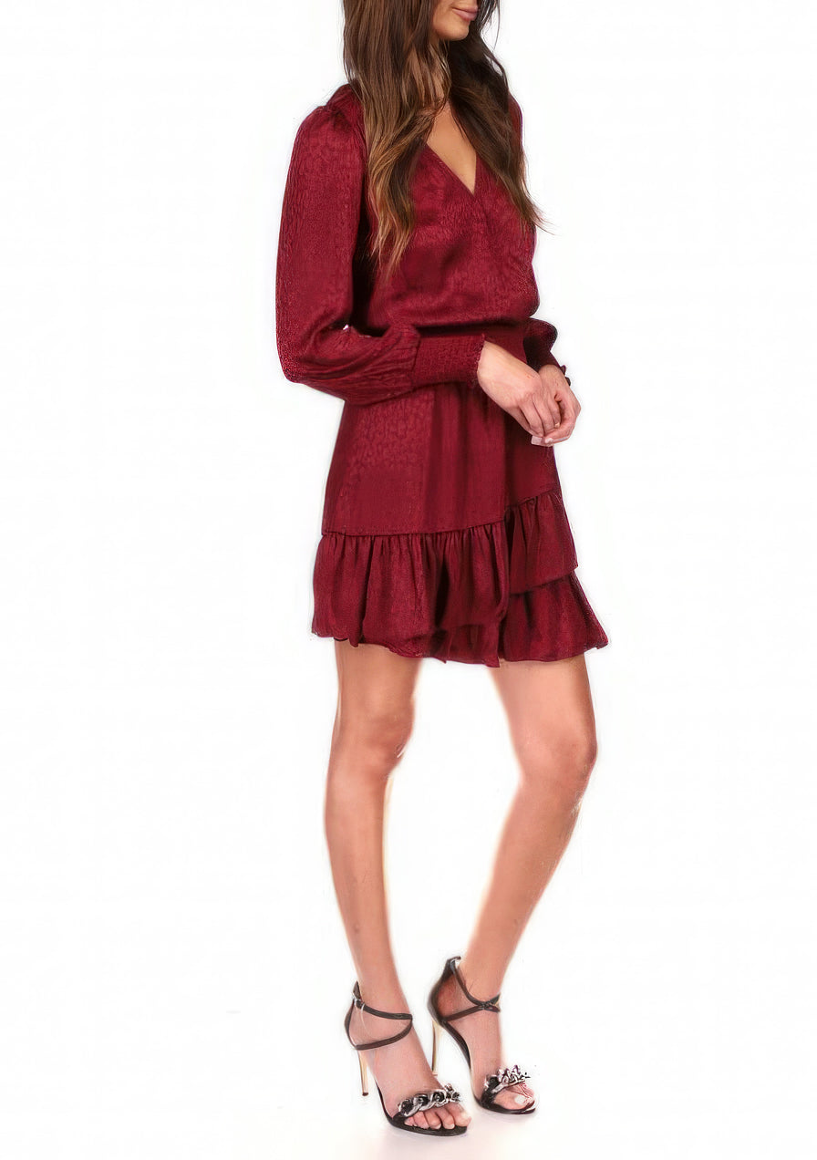 Michael Kors Women's Petite Cheetah Print Julia Dress Color Dark Ruby Size PXL