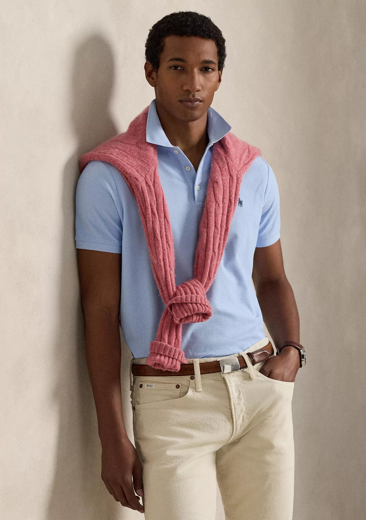 Polo Ralph Lauren Men's Custom Slim-Fit Mesh Polo Shirt Sky Blue Size XS