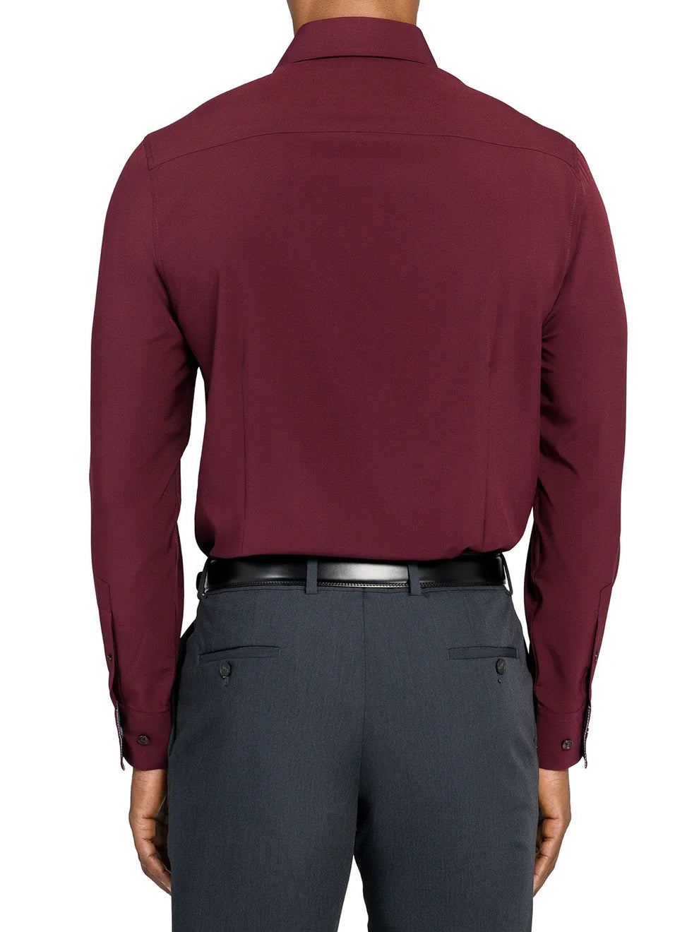 ConStruct Men's Slim-Fit Solid Performance Dress Shirt  Burgundy 18/18.5 36/37