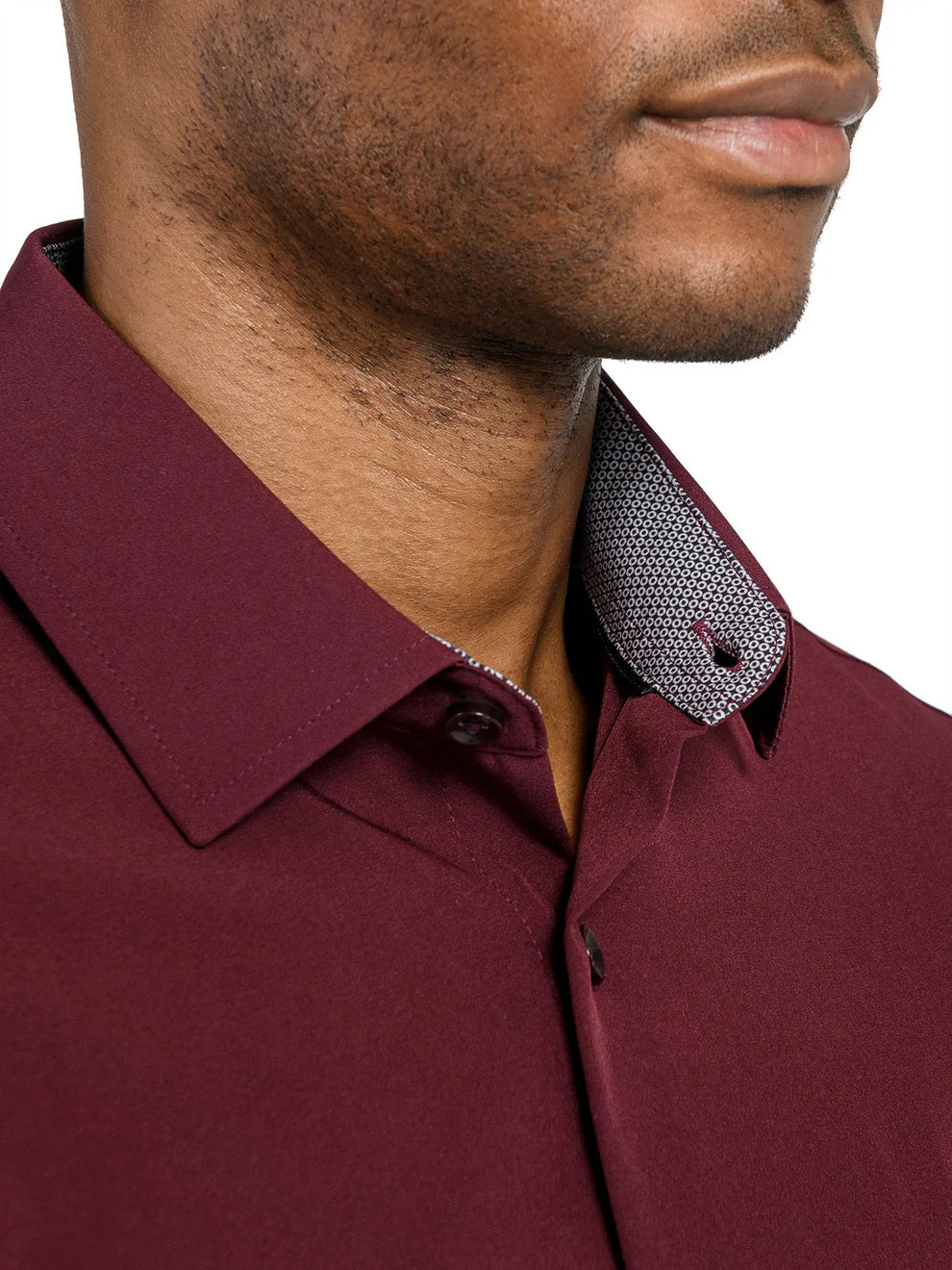 ConStruct Men's Slim-Fit Solid Performance Dress Shirt  Burgundy 18/18.5 36/37