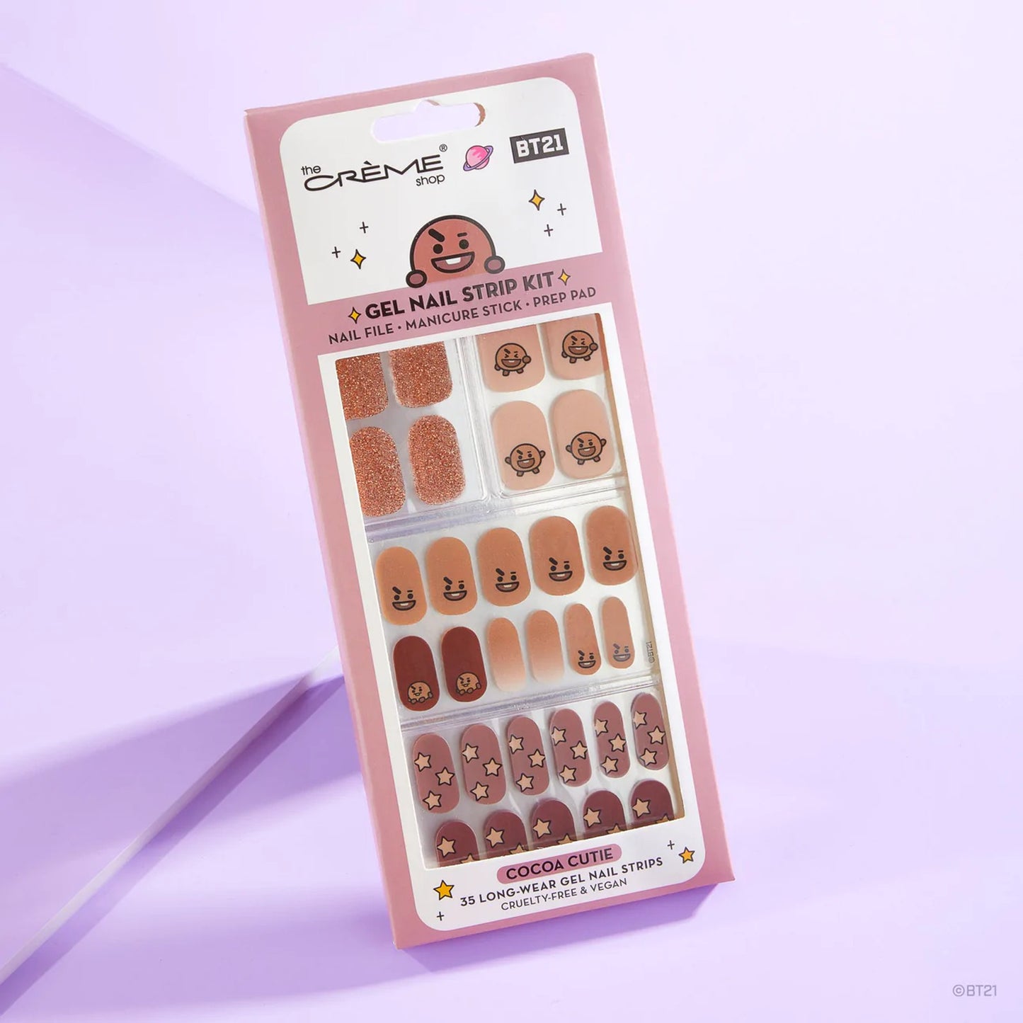 The Creme Shop BT21 Gel Nail Strip Kit - Set of 35 Shooky Cocoa Cutie