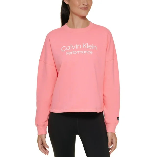 Calvin Klein Jeans Women's Stacked Logo Cropped Sweatshirt Color Pink Size S