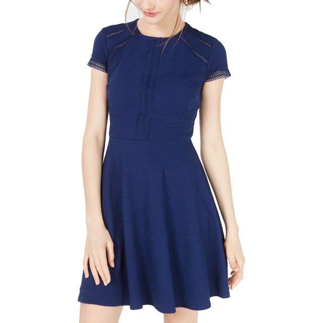 City Studio Textured Fit & Flare Cocktail Dress Color New Navy Size S