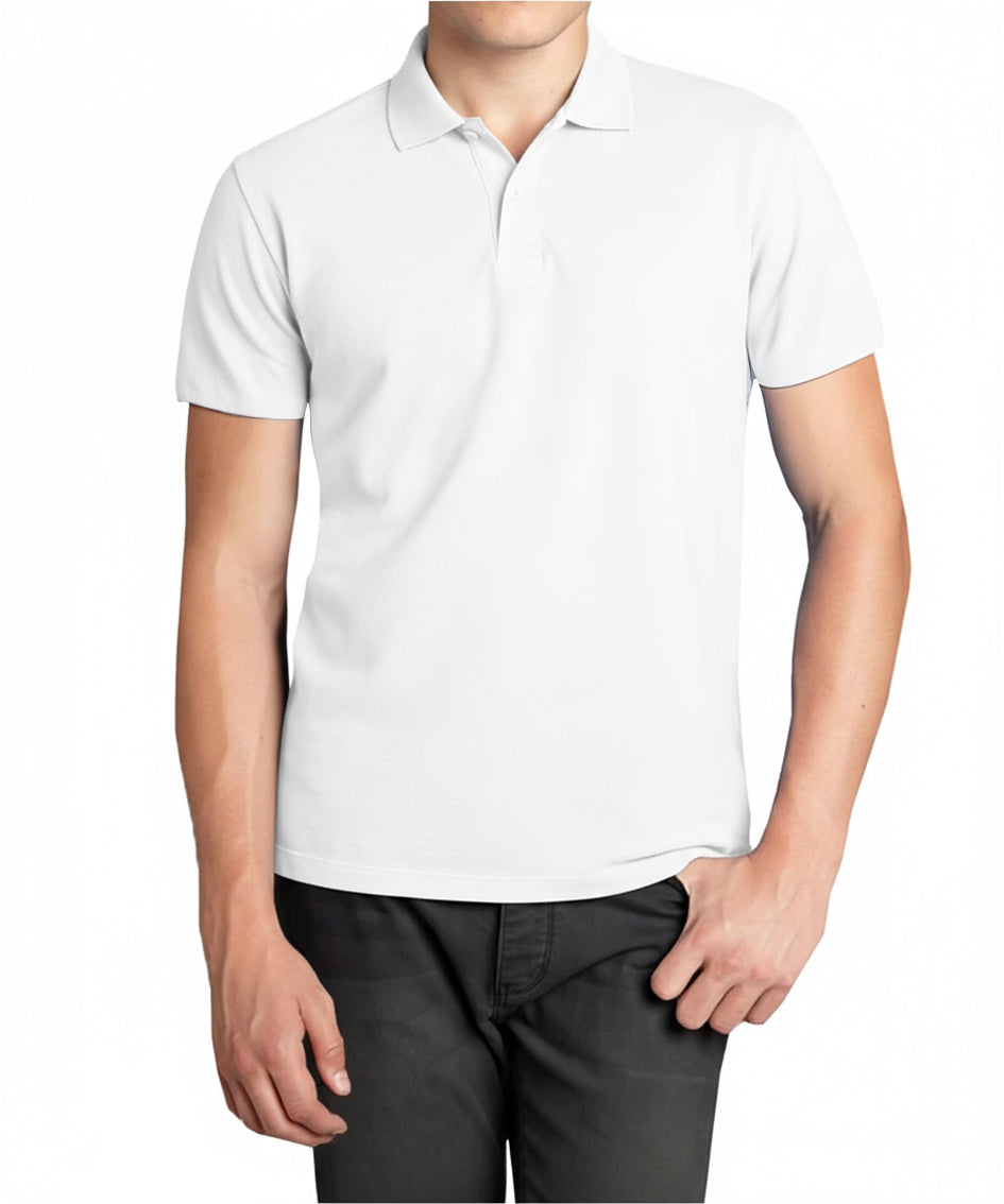 POLO AVENUE Men's Short Sleeve Polo Shirt White Size M