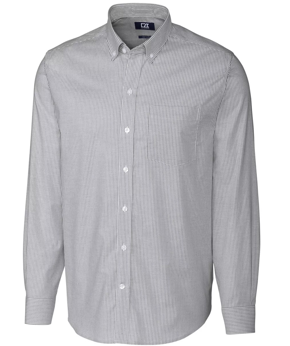 Cutter & Buck Men's Big Tall Epic Stretch Oxford Stripe Shirt Color Gray Size LT