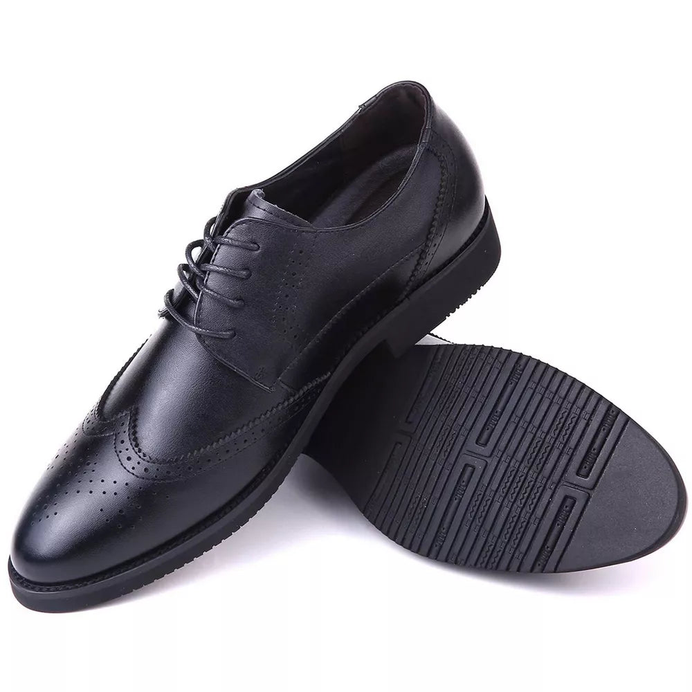 Mio Marino Men's Speckled Wingtip Laced Dress Shoes Color Black Size 10.5M