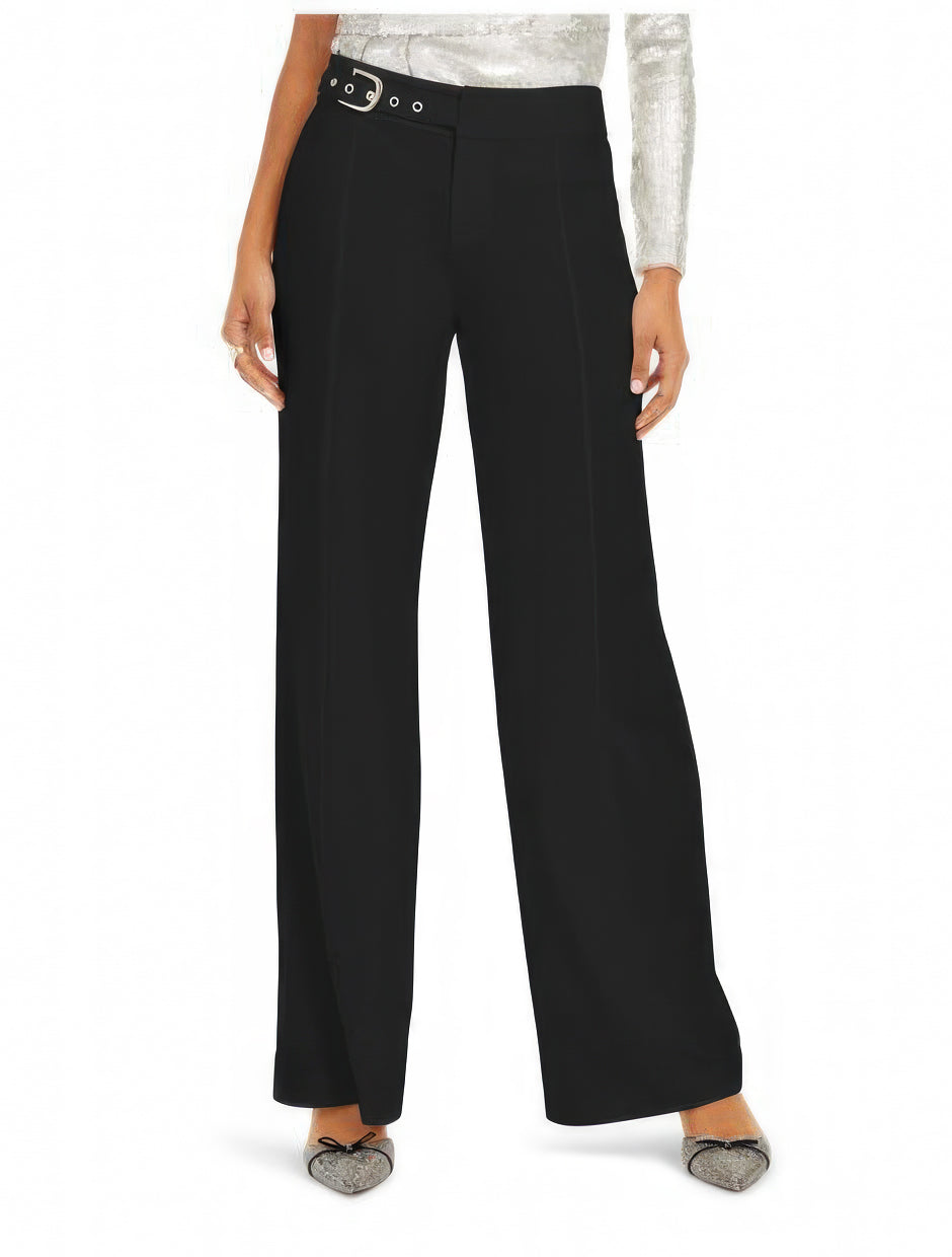 INC International Concepts Women's Belted Wide-Leg Pants Color Deep Black Size 10