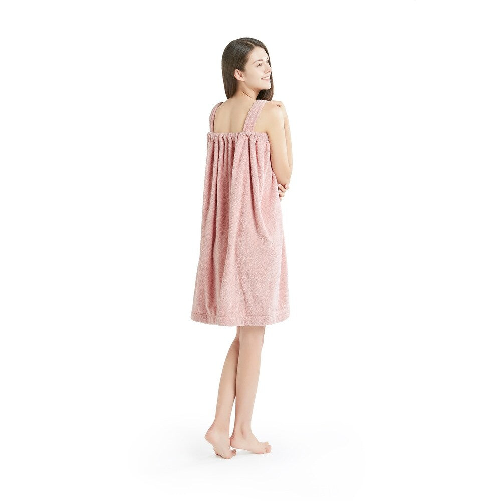 INK+IVY Women's Solid Terry Wrap with Straps Rose One Size