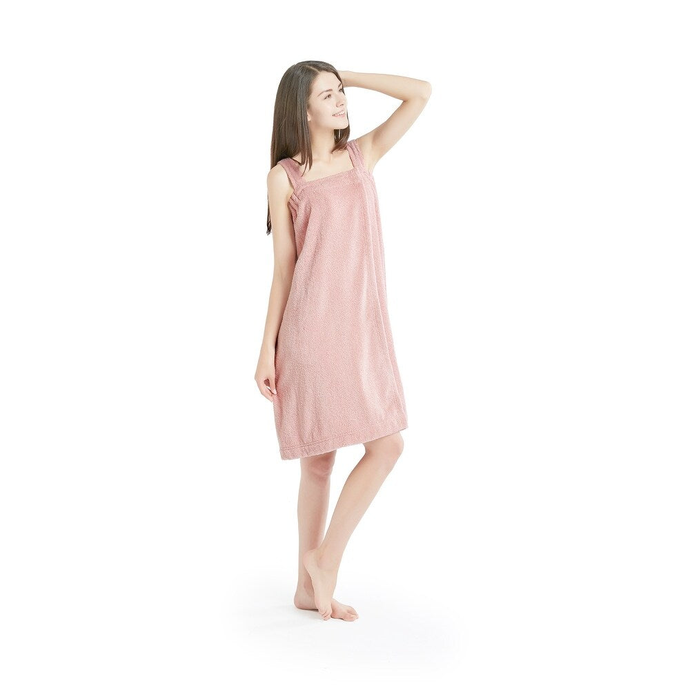 INK+IVY Women's Solid Terry Wrap with Straps Rose One Size