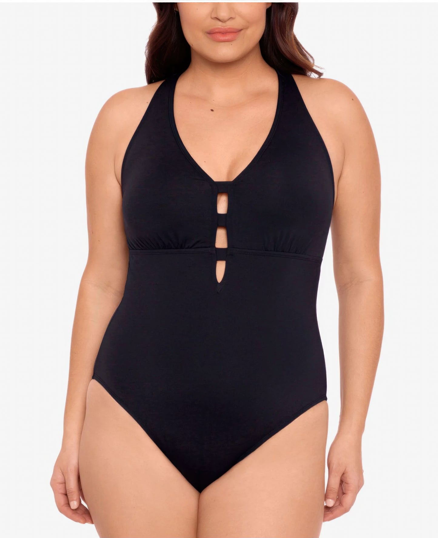Lauren Ralph Lauren Plus Size Shaping V-Neck One-Piece Swimsuit Color Black Size 16W