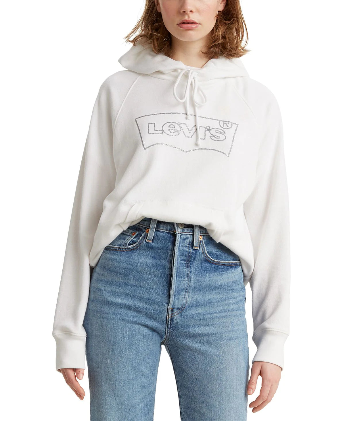Levi's Women's Fleece Graphic Print Hoodie Color White Size XL