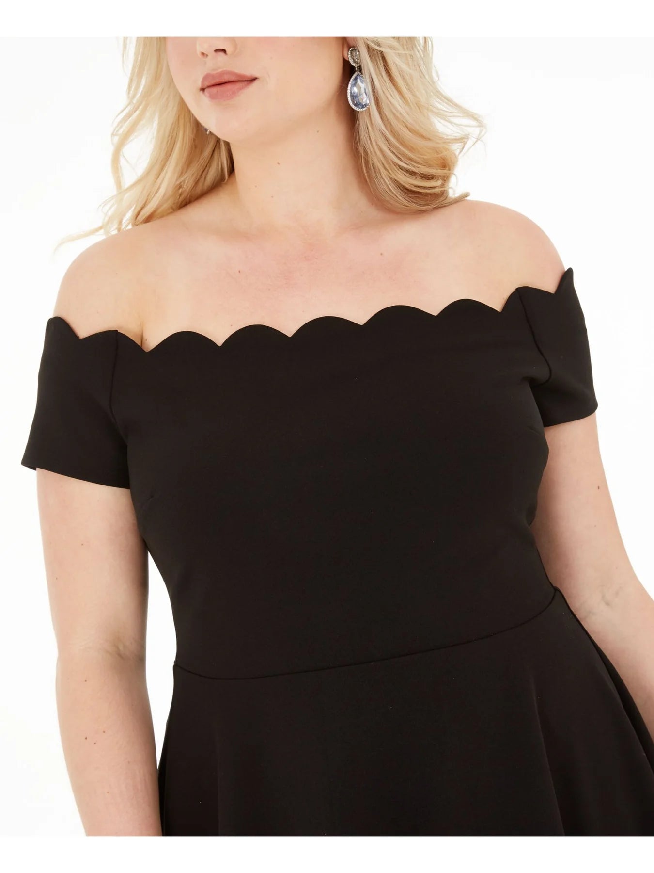 B DARLIN Women's Plus Size Off Shoulder Cocktail A-Line Dress Color Black Size 18W