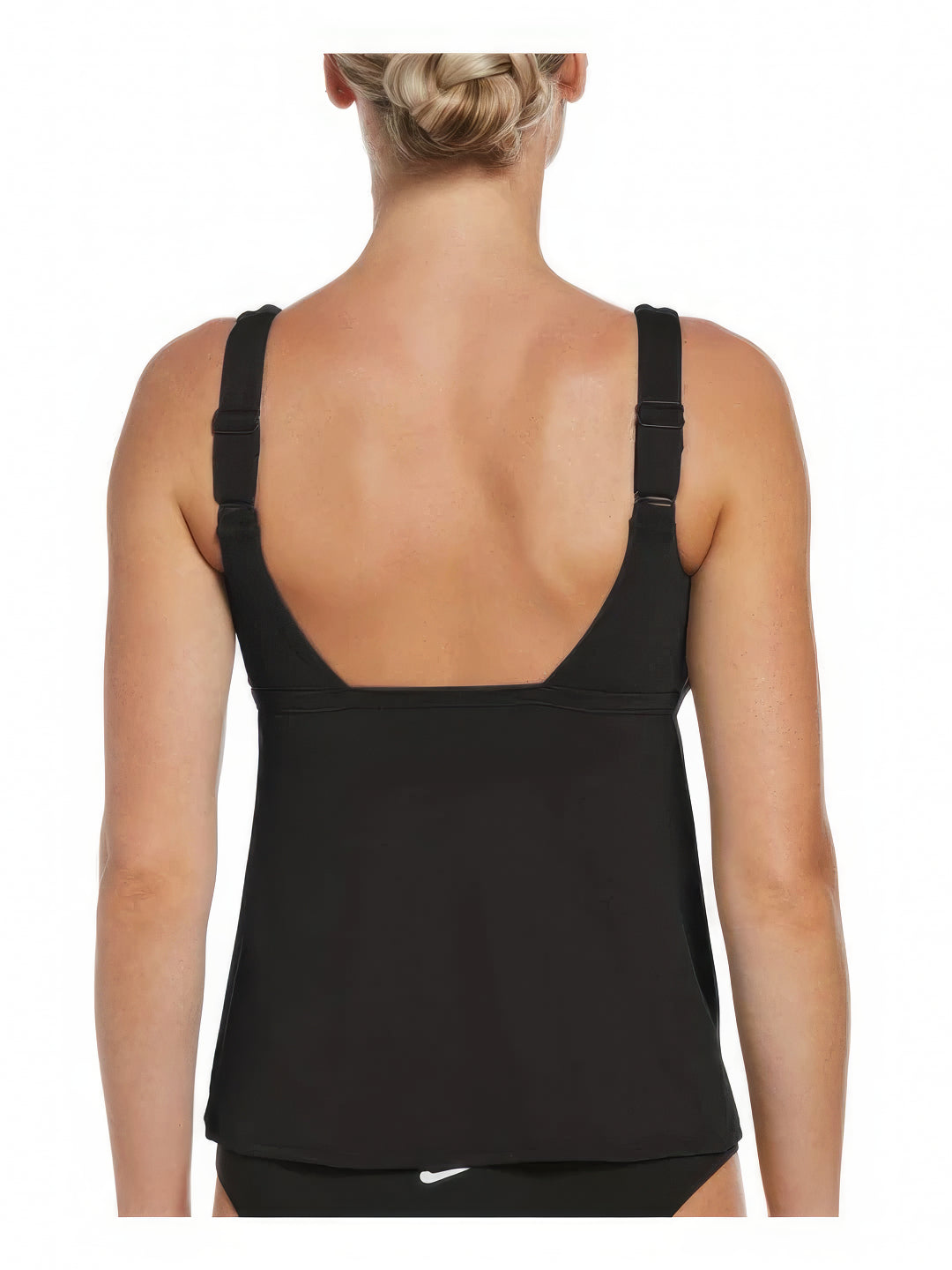 NIKE Stretch Scoop Neck Tankini Top Color Black Size M