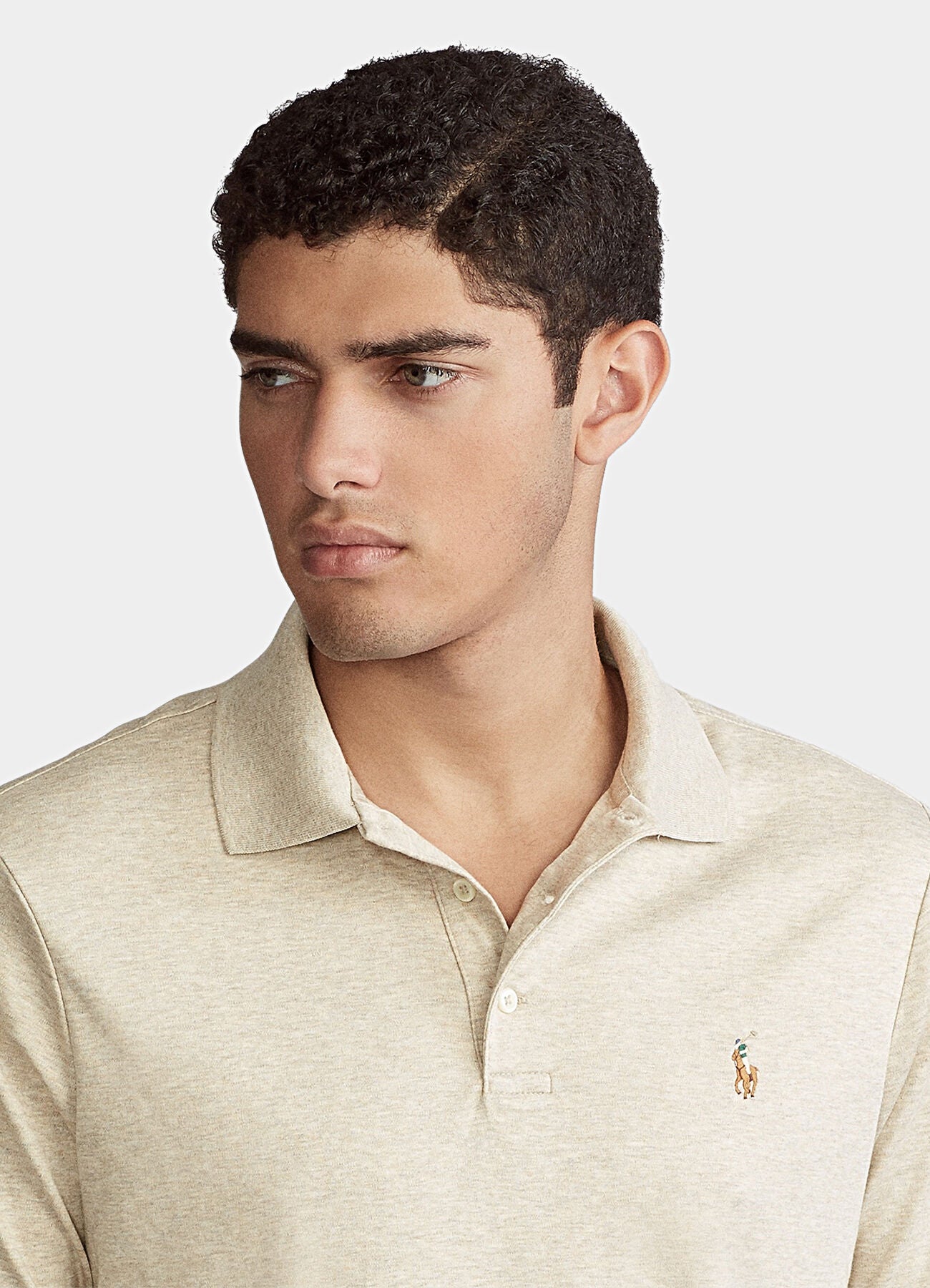 Polo Ralph Lauren Men's Big & Tall Cotton Polo Shirt Color Tuscan Beige Heather Size LT