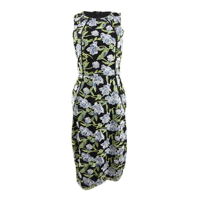 Rachel Roy Women's Embroidered Mesh Sheath Dress Color Black Combo Size 10
