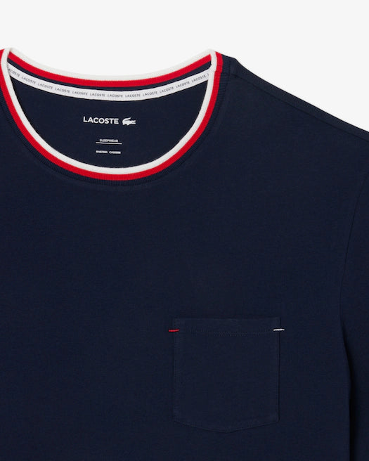 Lacoste Men's Contrast Neck Pajama Top Navy Size 2XL
