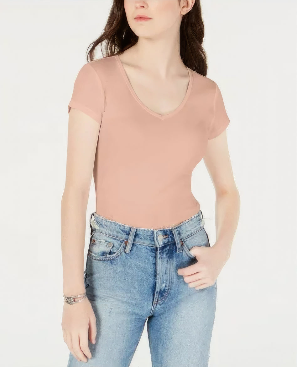 Ultra Flirt Juniors Crewneck Ribbed Baby T-Shirt Color Pale Lilac Solid Size XS
