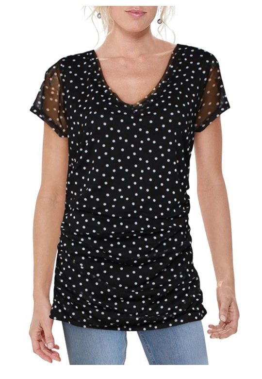 INC International Concepts Women's Double Layer V-Neck Top Color Black Size S