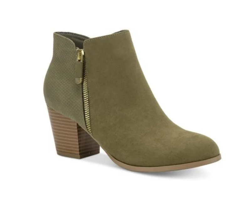 Style & Co Masrinaa Block-Heel Ankle Boots  Color Olive Size 6M